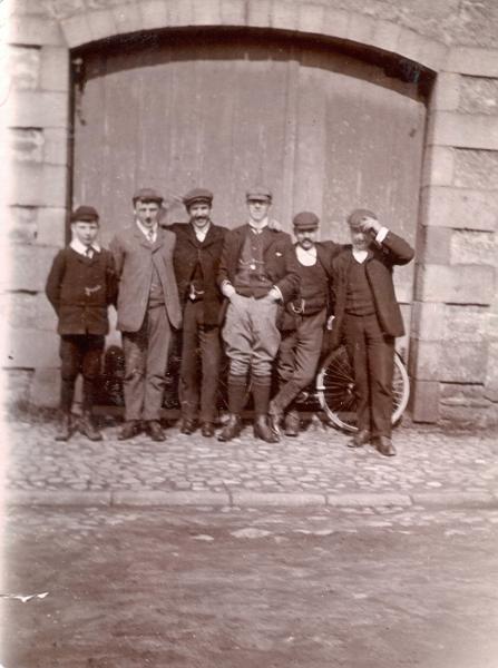 Church Street C1900.JPG - Men & Boys stood in Popay's Barn doorway, Church Street C1900